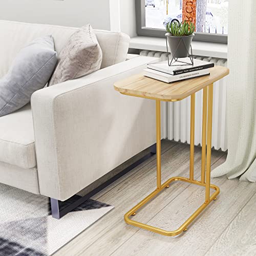 Side Tables Living Room C Shaped End Table TV Tray Table Narrow Side Table Bedroom Small Side Table for Small Spaces （19 * 11 * 22 Inch ）
