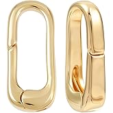 Beebeecraft 2Pcs Spring Necklace Clasps, 0.63x0.26in 14K Gold Filled Brass Spring Gate Rings Metal Oval Clasp Necklace Enhancer Shortener Clasp for Bracelet Anklet Jewelry Making