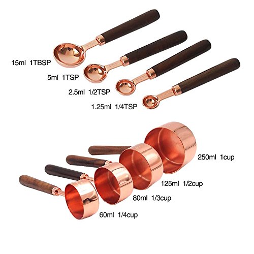 image for JOYORUN Copper Stainless Steel Measuring Cups and Spoons Set of 8 Gorg
