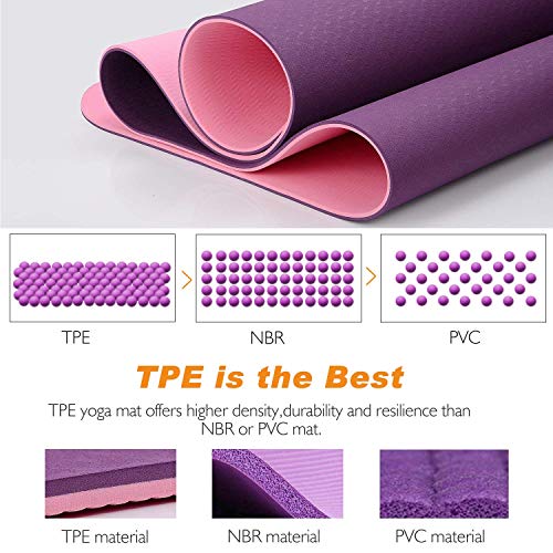 TOPLUS Yoga Mat, 1/4 inch Non-Slip Yoga & Exercise Mat with Carrying Strap, Eco Friendly Workout Mat - for Yoga, Pilates and Floor Exercises - Thumbnail 4