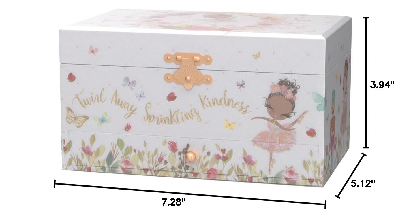 The Memory Building Company Ballerina Musical Jewelry Box, Classic Melody, Storage Organizer Kids Ages 6-12, Wood Construction w/ 2 Compartments