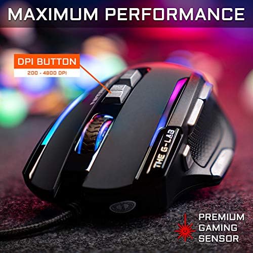 Kult NITROGEN Atom Mouse Gaming con Cable de Alto Rendimiento –Sensor Óptico 4800 dpi, RGB, 9 Botones Programables, Ultraligero, Ideal para MOBA/FPS – Compatible con PC/PS5/Xbox One – Negro