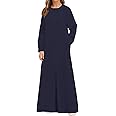 WSPLYSPJY Solid Color Zipper Abaya Muslim Dresses for Women Girls Pockets Islamic Prayer Clothes