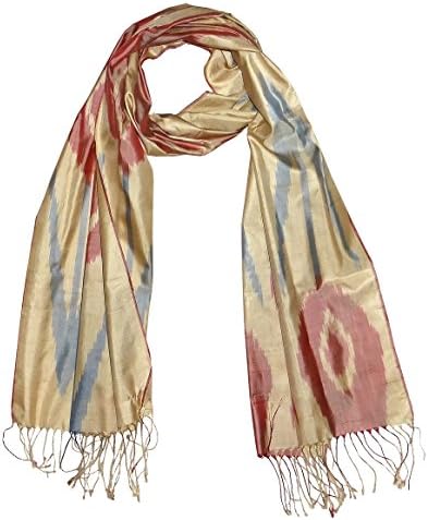 UZBEK OTTOMAN HANDMADE &amp; HOME MADE PURE SILK IKAT SHOHI SHAWL SCARF TULIPS T735