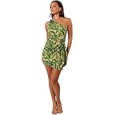 Petal & Pup Womens Declynn-one-Shoulder-mini-Dress-Ibiza-Palm
