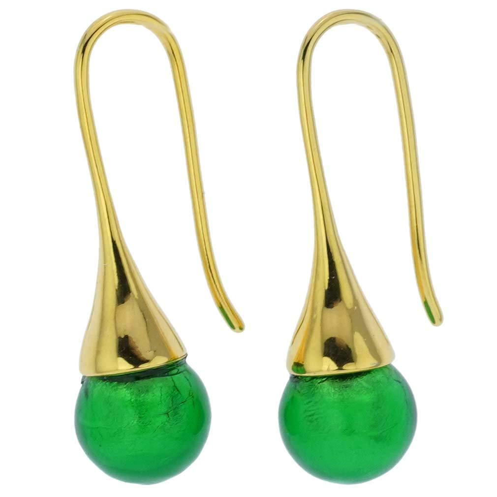 Glass Of Venice Murano Glass Gold Drop Earrings - Emerald Green