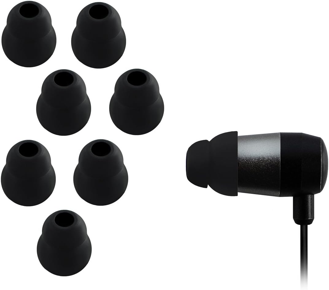 Xcessor Dual Flange Conical Replacement Silicone Earbuds 4 works (Set of 8 Pieces). Compatible With Most in Ear Headphone Brands. Size: MEDIUM. Color: Blue (Black)