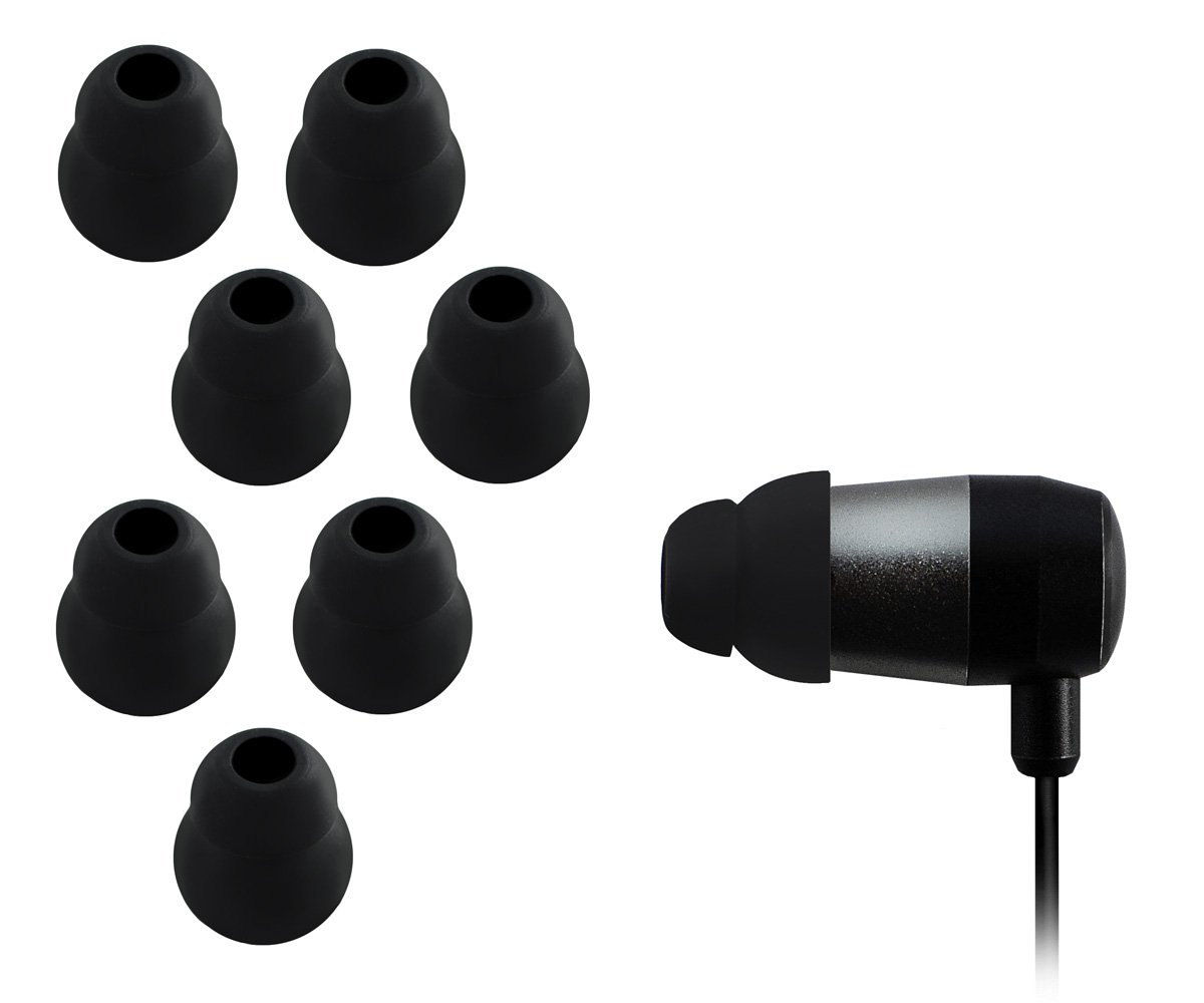 Xcessor Dual Flange Conical Replacement Silicone Earbuds 4 Pairs (Set of 8 Pieces). Compatible With Most in Ear Headphone Brands. Size: MEDIUM. Color: Blue (Black)