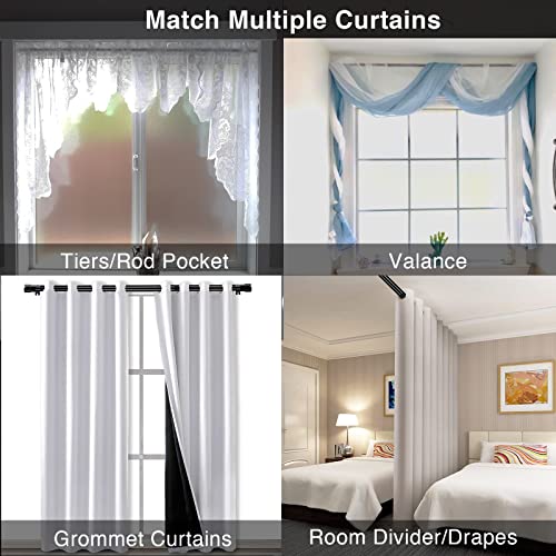 Extra Long Curtain Rods for Windows 28 to 144 inch, 1" Heavy Duty Drapery Rods with Adjustable Brackets, Bedroom Easy Instal Simple Blackout Outdoor Black Curtain Rods for Patio
