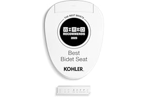 Kohler PureWash E820 Elongated Heated Bidet Toilet Seat, White with Remote Control, Quiet-Close Lid, Automatic Deodorization, Warm Water, Self-Cleaning Wand, Adjustable Water Pressure and Nightlight