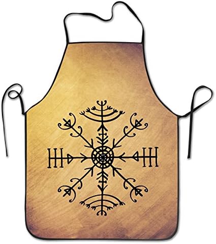 Veldismagn Icelandic Rune Protection Symbol Overhand Apron Lightweight Chef Apron BBQ Prepare For Family Man One Size Dacron