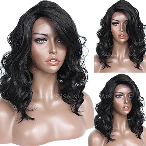 Vanessa Queen Natural Black Lace Front Wig Bob Wavy Soft Heat Resisitant Fiber Hair Glueless Synthetic Wigs For Women 18 inch