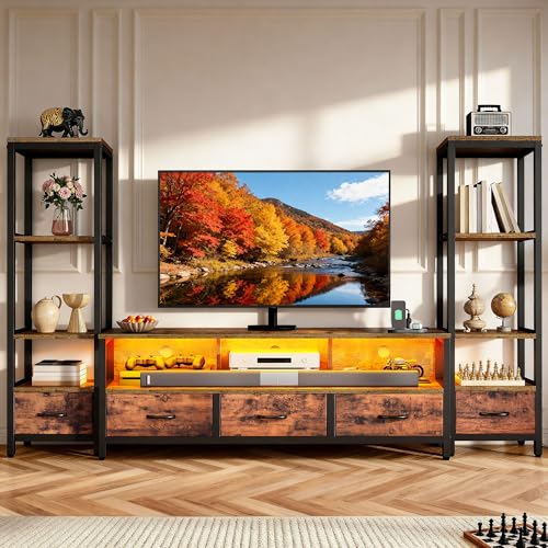 Photo 1 of *PARTIAL SET*
YITAHOME TV Stands for 65 inch TV Entertainment Center with 2 Industrial 4-Tier Bookshelves, LED TV Stands for Living Room, Modern Farmhouse TV Console Cabinet with Power Outlets, Rustic Brown