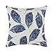 CaliTime Canvas Throw Pillow Cover Case for Couch Sofa Home Decoration Peacock Feathers 18 X 18 Inches Navy Blue