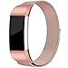 For Fitbit Charge 2 Bands, Maledan Stainless Steel Milanese Metal Replacement Accessories Bracelet Strap with Magnet Lock for Fitbit Charge 2 HR Rose Gold Silver Small