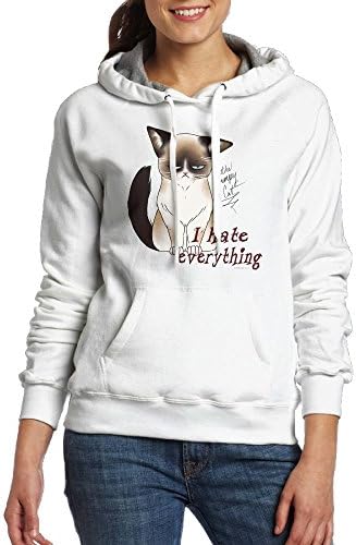 VCKFMEN Women's Grumpy Cat Hate Everything No 3D Hoodies Sweatshirts With Pockets