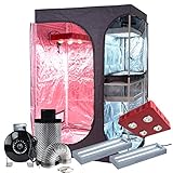 BloomGrow 2-in-1 48''x36''x72'' Mylar Grow Tent + 6'' Fan Filter Ventilation Kit System+ 800W Full Spectrum LED COB Grow Light + 2PCS 24W 2ft 2-lamp T5 Lights Indoor Plant Grow Tent Complete Kit
