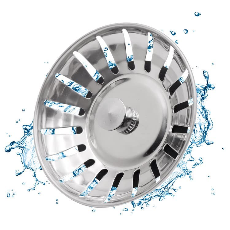 Bevy Designs Kitchen Sink Strainer | Stainless Steel Kitchen Sink Plug Strainer (Sink Strainer - Diameter: 78mm)