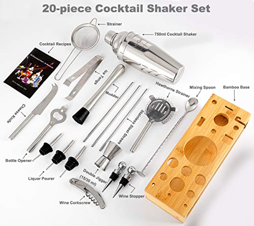 Cocktail-Shaker-Set, Edelstahl, Mess-Messbecher, Rührlöffel und Getränke-Rezeptbuch (evtl. nicht in deutscher Sprache… – Bild 3