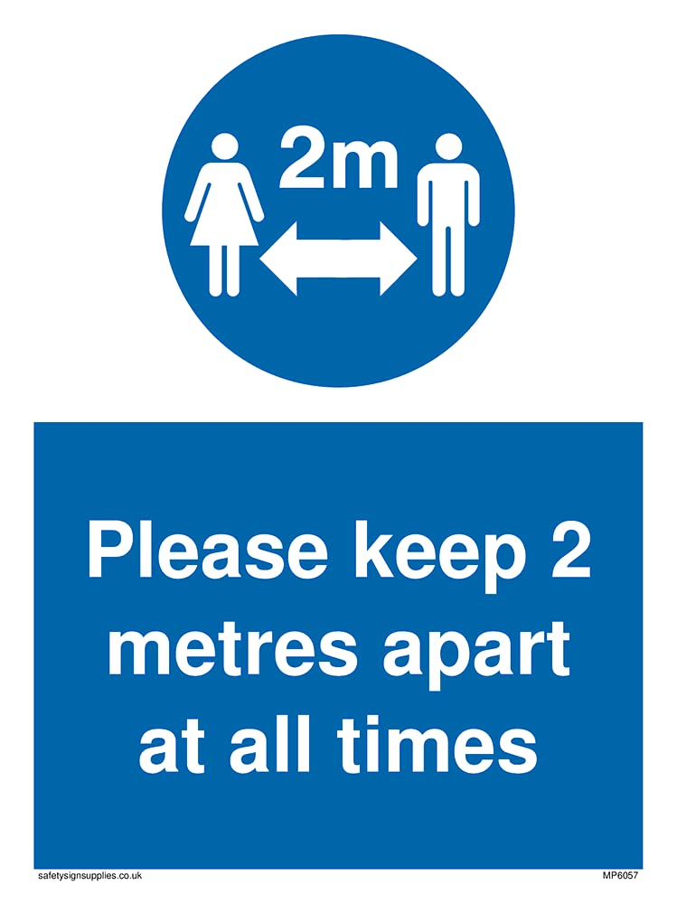 Pack of five - keep 2 metres apart at all times Sign - 150x200mm - A5P
