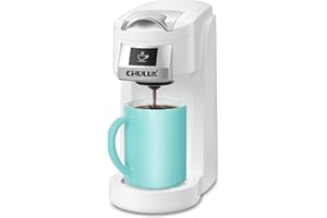 CHULUX Classic Single Serve Coffee Maker for K Cup, One Button Easy Coffee Machine for Office, RV, Travel and Dorm, White