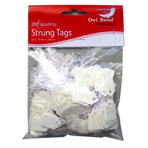 White Strung Mini Pricing Tags - Pack of 200 - Size 13mm x 20mm