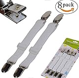 Sfoothome Adjustable Bed Sheet Fasteners Suspenders, White, Set of 8 (2)