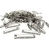 50 Pcs Silver 32mm Tone Brooch Back Bar Pins Findings