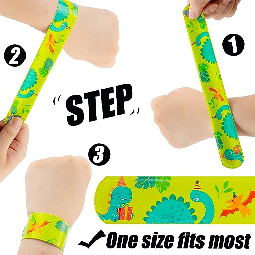 LOVESTOWN Slap Bracelets for Kids, 64PCS Kids Slap Wristbands Snap Bracelets Dinosaurs Mermaid Space Emotions for Party Favors Classroom Prizes Exchanging Gifts