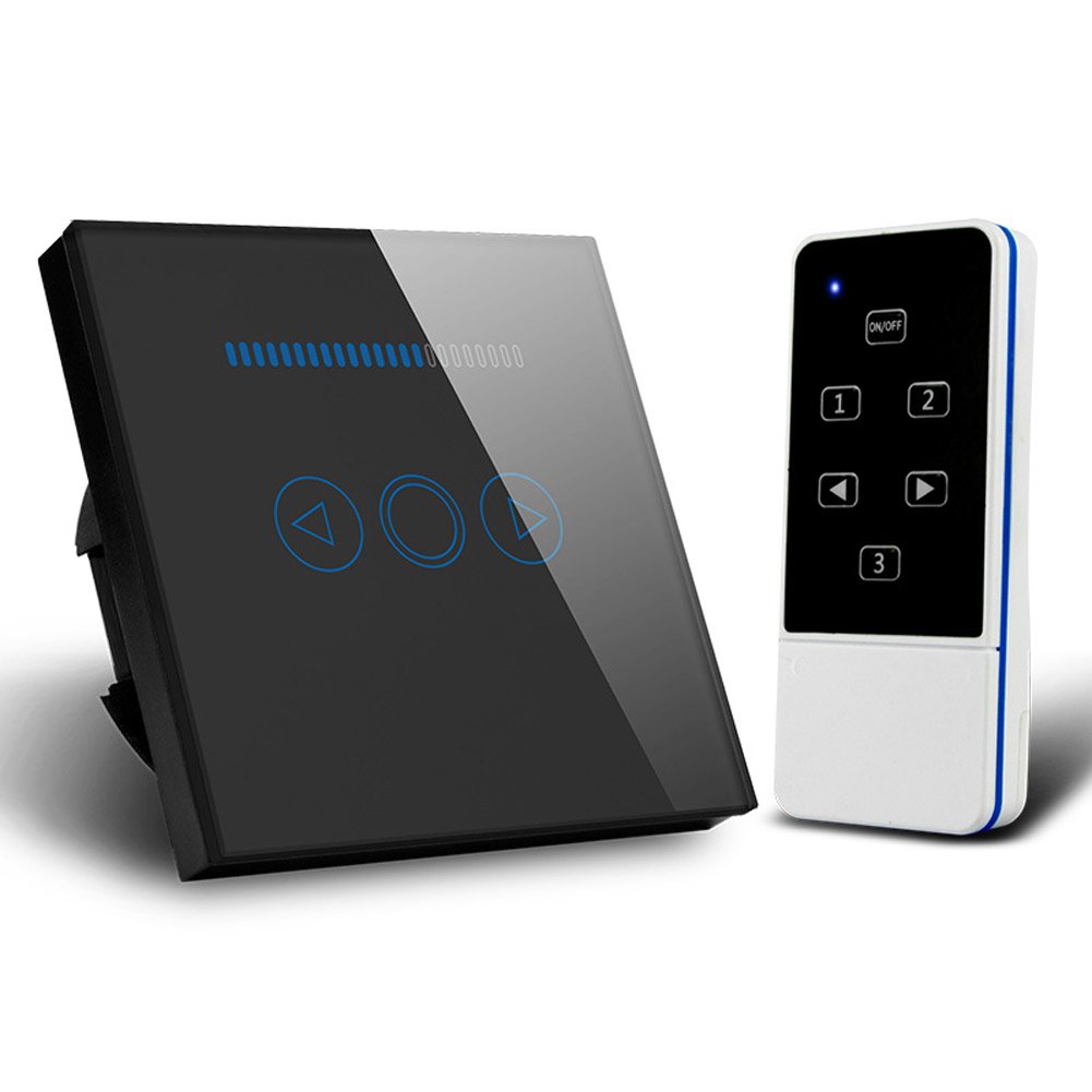 EU Dimmer Switch Crystal Glass Wireless Remote Control Light Dimmer 500W (Black)