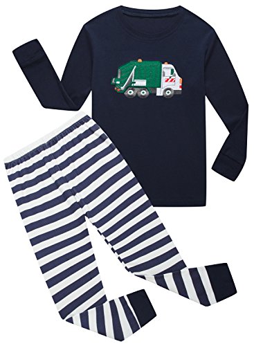 IF Pajamas Little Boys Long Sleeve Garbage Truck Pajamas Sets 100% Cotton Sleepwears Kids Pjs Size 5