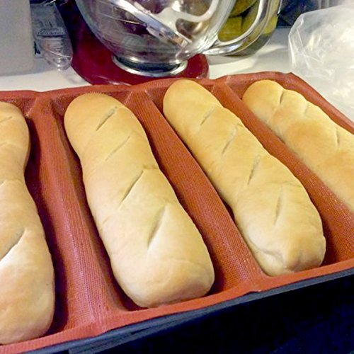 Bluedrop Silicone Bread Forms 12" Hot Dog Bread Molds Non Stick Silicone Coated Fiber Glass Bakery Trays Sub Roll Moulds - Thumbnail 3
