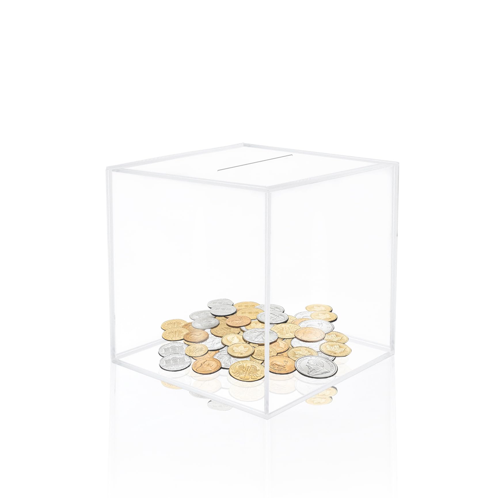 Qaziuy Clear Money Box for Adults, Acrylic Piggy Bank, Square Money Saving Box, Smash Money Box