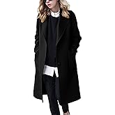 chouyatou Women's Winter Casual Single Breasted Long Wool Coat Formal Office Wool Overcoat