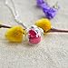 Red Rose Real Flower Glass Ball Pendant 925 Sterling Silver Chain Necklace