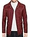 White Stitching Fashion Club Coat in Red Leather (Large)