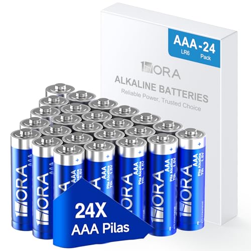 1 Hora Pilas AAA Alcalinas 1.5V LR03, Paquete con 24 Baterías Desechables de Larga Duración, para Juguetes, Relojes, Despertadores, Mandos a Distancia y Dispositivos Portátiles