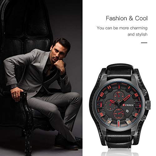 Reloj de pulsera de cuarzo para hombre Curren con calendario, correa de piel - Imagen 6