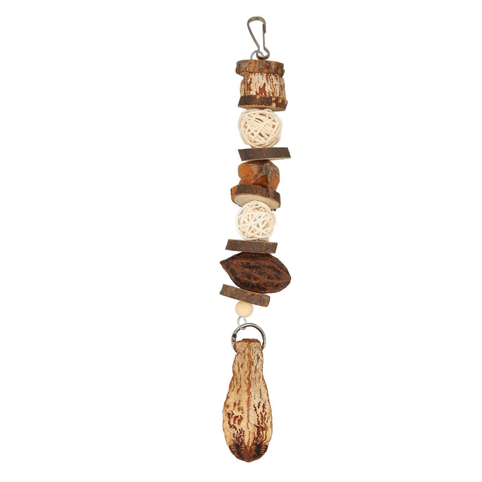 Tnfeeon Bird Chew Toys, Parakeet Natural Wood Toys with Stainless Steel Hook Parrot Hanging Cage Toy Bird Perch Stand for Small Bird Conure Cockatiel Parrotlet Lovebird Budgie