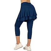 ANIVIVO Skirted Leggings for Women Capri, Athletic Tennis Skirt with Leggings Golf Pickleball Clothes with Pockets