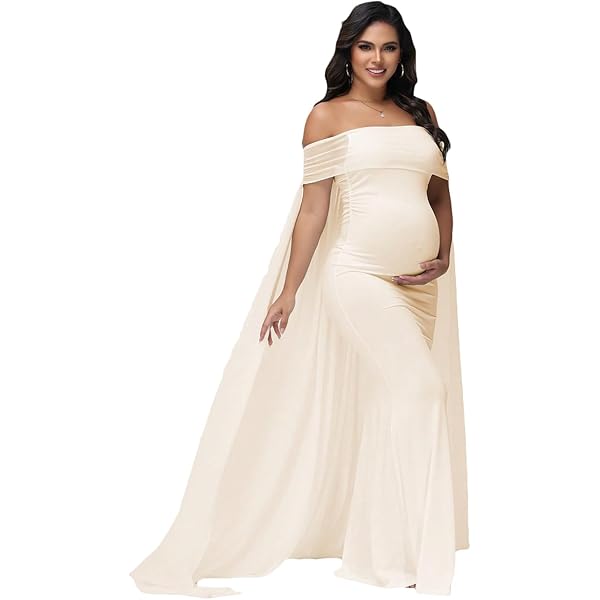JustVH Maternity Off Shoulder Ruffle Sleeves Irregular Hem Pregnancy  Photography Dress for Baby Shower Photoshoot White at Amazon Women's  Clothing store