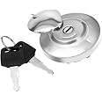 Motorcycle Gas Cap For Honda Shadow, Rebel, VTX & Yamaha Vstar – Silver Fuel Door With Keys