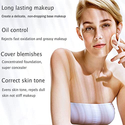 ZFC Foundation Makeup Concealer Foundation Cream Long Lasting Waterproof Matte Foundation Full Coverage Nude Makeup BB CC Foundation, Even Skin Tone Makeup Base Prime (Light-skinned)