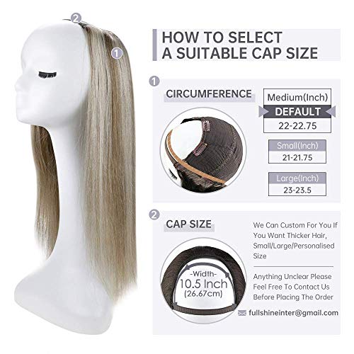Sale U Part Wigs 14 Inch Highlighted Human Hair Half Part Wig Color 8 Ash Brown Highlight Color 60 Platinum Blonde Real Hair Wigs U Part Wig One Piece 1 Gram Pricepulse