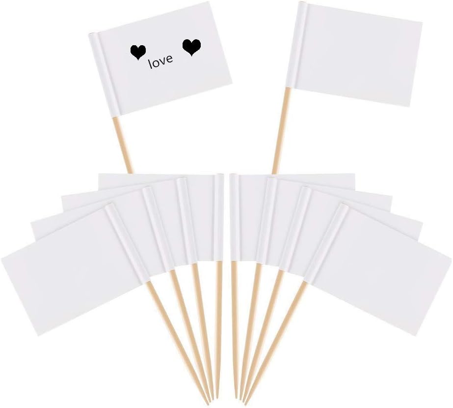 Toothpick Flags White,Blank Cheese Markers 100 Pieces Cupcake Toppers for Fruit Cocktail Sticks Party Cake Food Cheeseplate Appetizers
