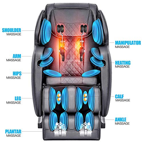 Massage Chair, WOVTE Luxurious Electric Full Body S-track Zero Gravity FDA Approved Shiatsu Massaging Chair Recliner with Heating Back, Foot Roller and Air Massage System for Home Office Use, Black