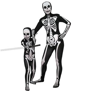 AltSkin Unisex Full Body Spandex/Lycra Suit, Skeleton, Small
