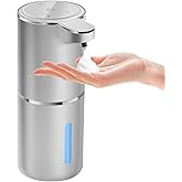 Automatic Foaming Soap Dispenser - Hand Free Pump Touchless Soap Dispenser USB Rechargeable Dispenser with 380ml, 4levels Adjustable Dispenser for Bathroom Kitchen