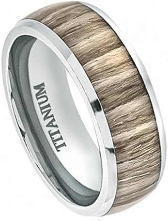 8mm Titanium Wedding Band Ring High Polished Domed with Ashen Zebra Rosewood Inlay (11)