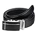 Tiitc Men's Genuine Leather Ratchet Dress Belt with Automatic Buckle (Black, 35mm Wide) (Silver Black Buckle-02)
